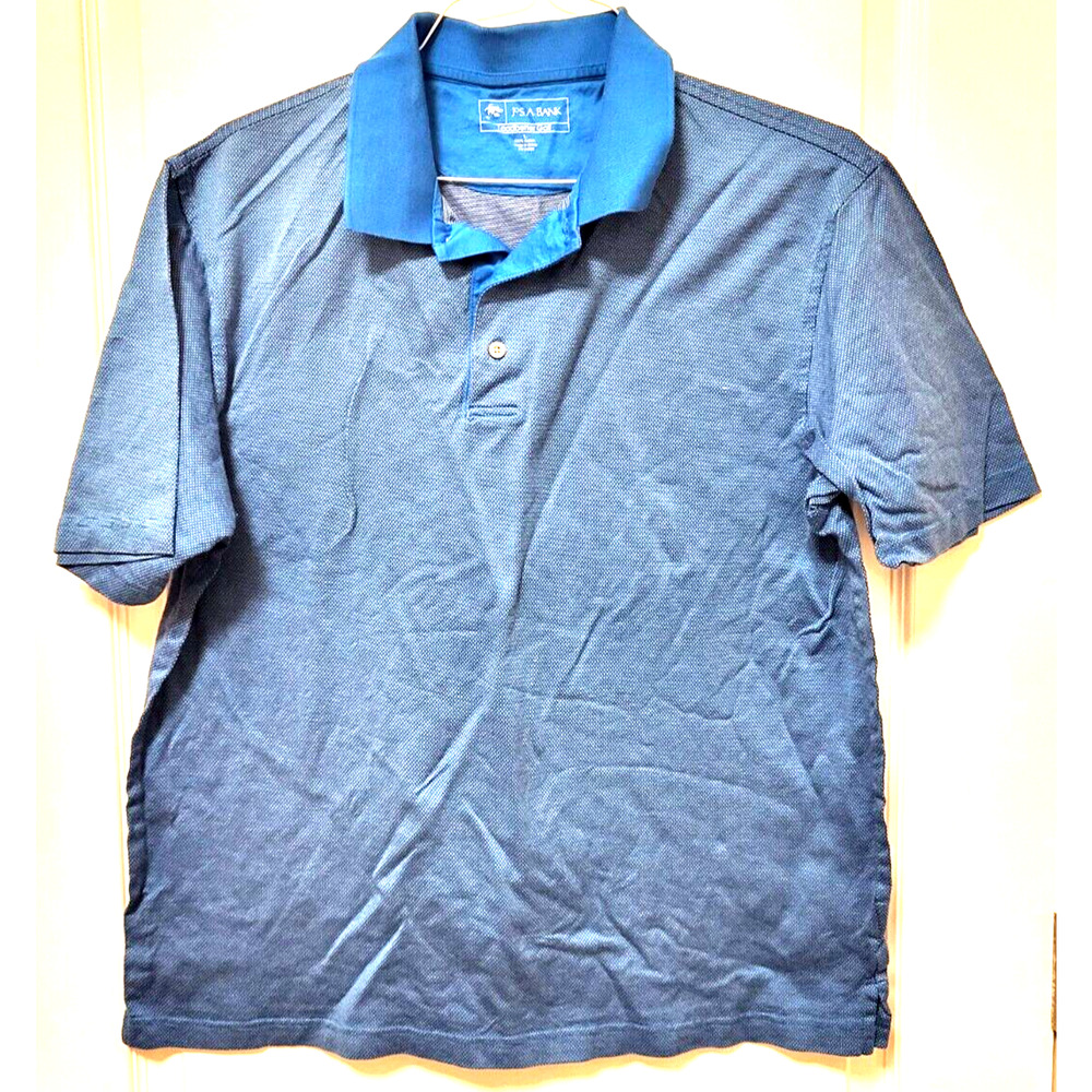 JOS A BANK Leadbetter Golf Polo Shirt Blue Short Sleeves All Cotton Mens Large